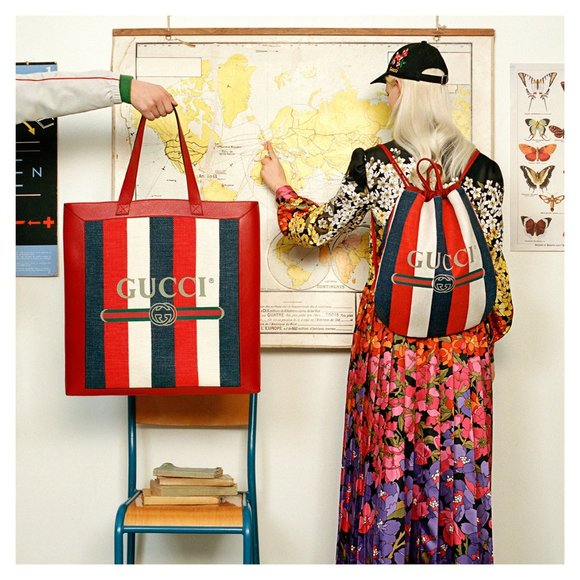 Gucci Striped Canvas Drawstring Backpack Bag - Picture 12 of 12